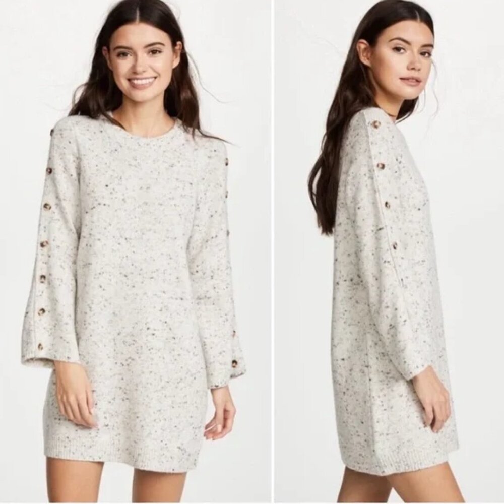 Madewell Donegal Button-Sleeve Sweater-Dress Wool Blend size L H3614 Boho Knit